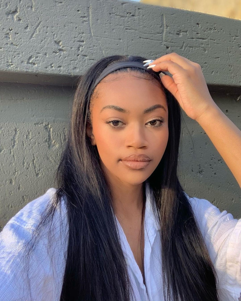Bone straight Headband wig