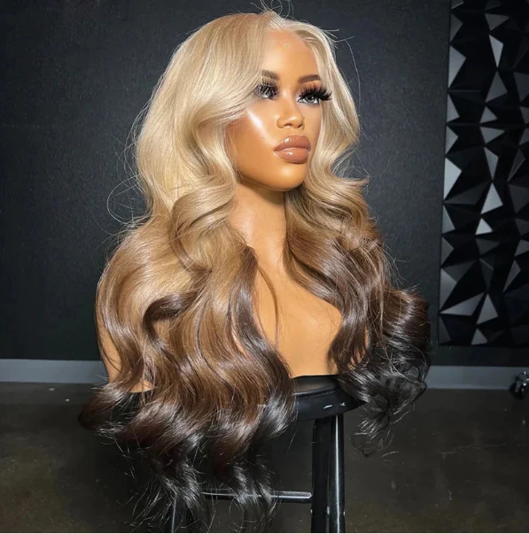 OMBRE GRADIENT BLONDE TO BLACK FULL FRONTAL